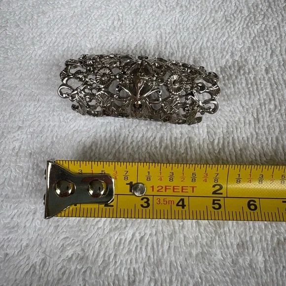 Boho Silver Tone Filigree Full Finger Ring with Rhinestones - Picture 11 of 12